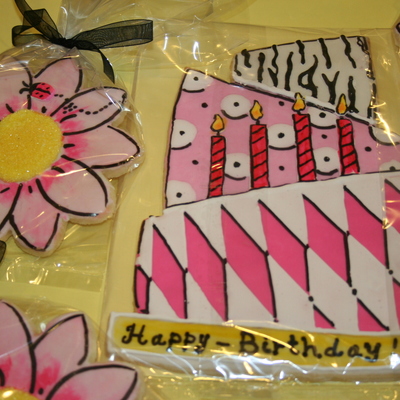 Birthday Cake Cookie And Flowers