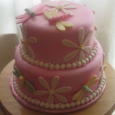 Pink Sparkly Dragonfly Cake