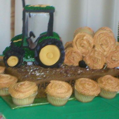 John Deere Tractor And Hay Bales