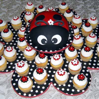 Ladybug Cake And Cupcakes