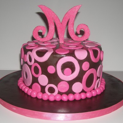 Pink & Brown Monogram Bridal Shower Cake