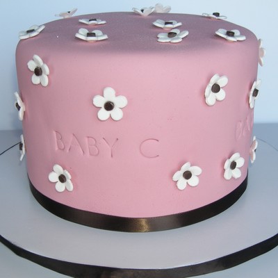 Pink And Brown Baby Shower Cake