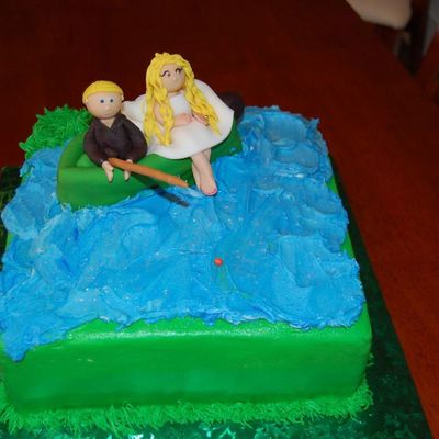 Bride And Groom Fishing