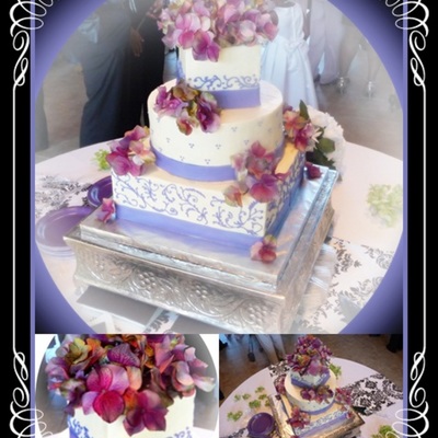 Purple Scroll Wedding Cake