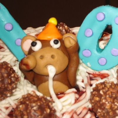Pasta Eating Monkeys-Closeup