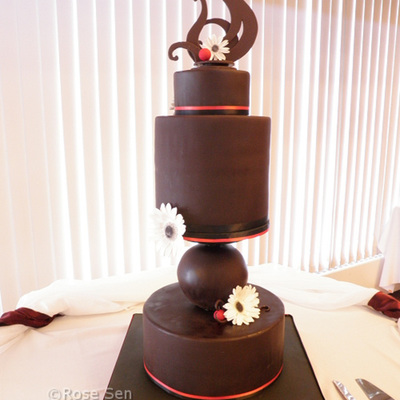 Modern Geometric Dark Chocolate Wedding Cake