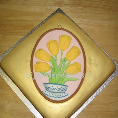 Tulips In A Vase Painting On A Wall