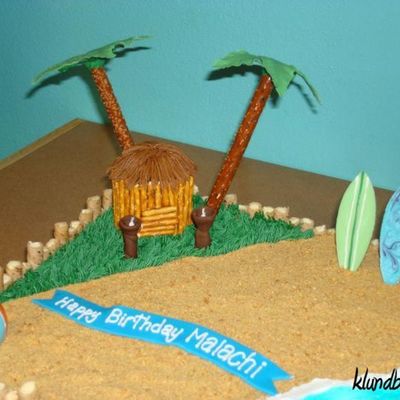 Close Up Of Tiki Hut And Torches