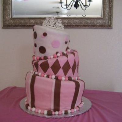 Pink/ Brown Topsy Turvy Cake