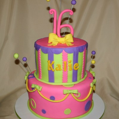 Pink, Green, Yellow & Lime Green Cake