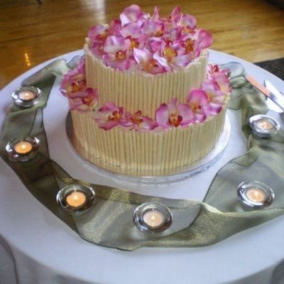 White Chocolate Curl Wedding Cake