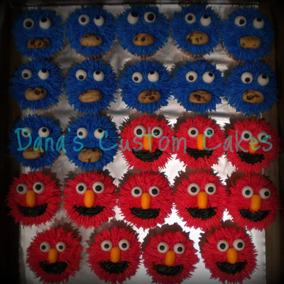 Cookie Monster & Elmo Cupcakes