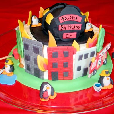 Penguin Firemen Cake