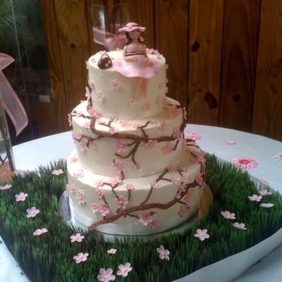Cherry Blossom Baby Shower Cake