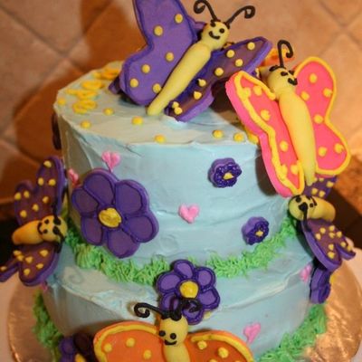 Tiered Butterfly & Flower Cake