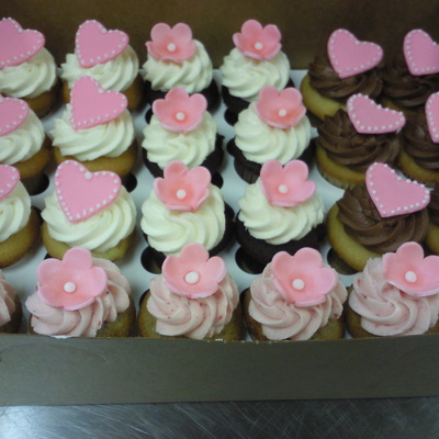 Pink Flower/heart Birthday Cupcakes