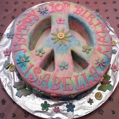 Tye-Dye Peace Sign Cake