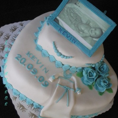 Baptism Cake In Hearts