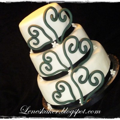 White Cake With Black Hearts