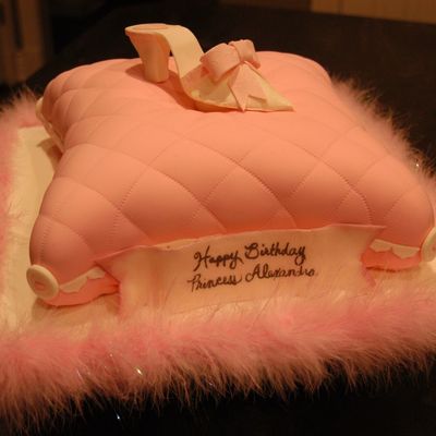 Pink Pillow Cake With Cinderella Shoe