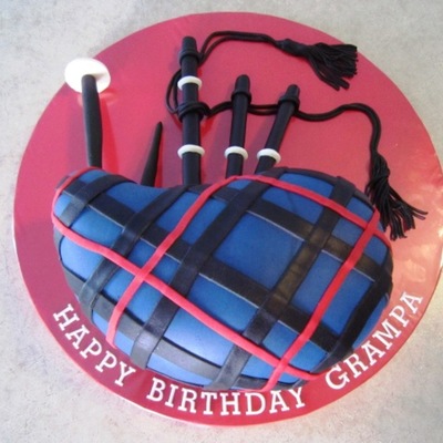 Bagpipe Cake - Glasgow Rangers Tartan