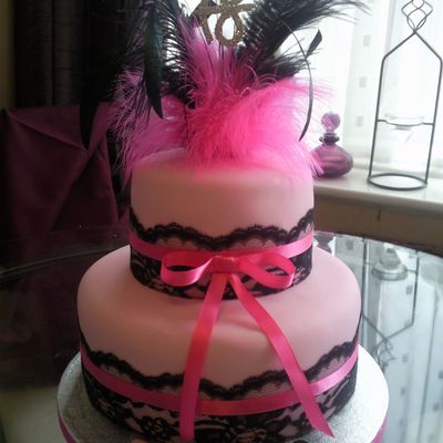 Pink And Black 18Th Cake