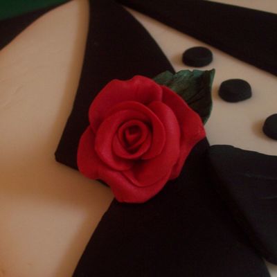 Tuxedo Groom's Cake (Close Up Of Rose)