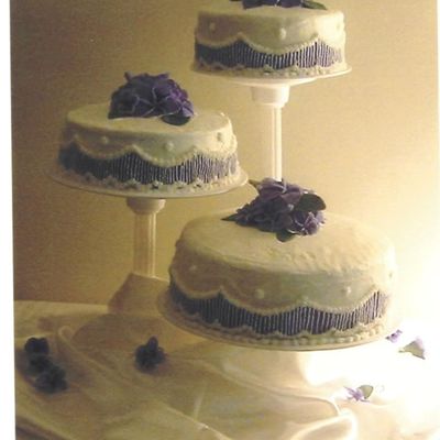Wedding Cake With Purple Plumerias