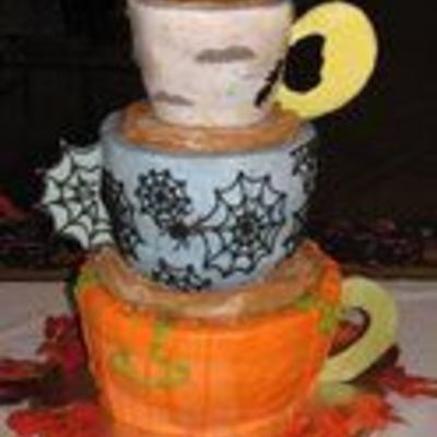 Halloween Wedding Coffee Cup Cake