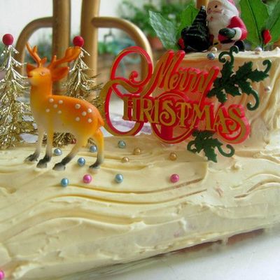 Strawberry Custard Rum Buche De Noel