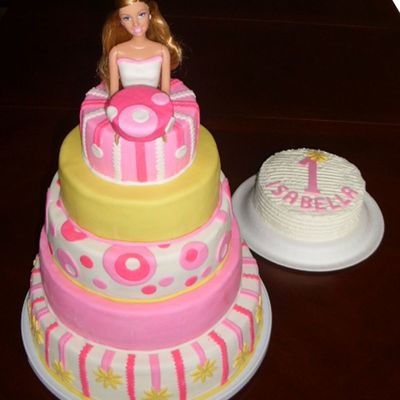 5-Tier Chocolate Barbie And Vanilla Smash Cake