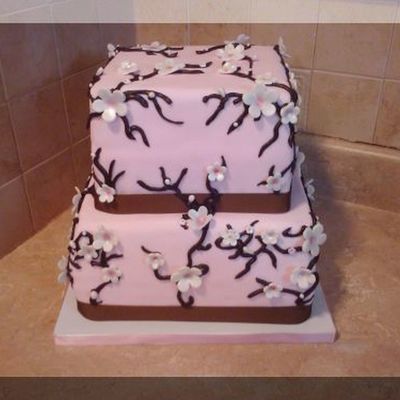 Pink & Brown Cherryblossom Cake