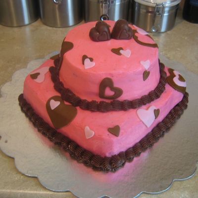 Pink & Brown Cake With Hearts
