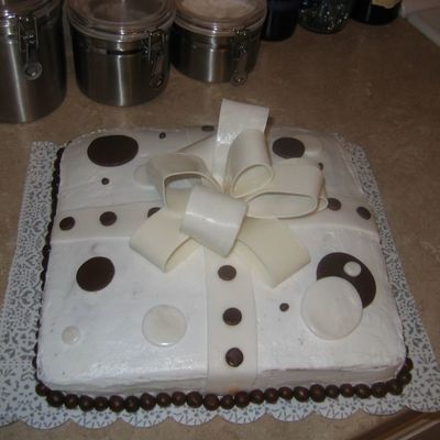 Brown & White Anniversary Gift Cake