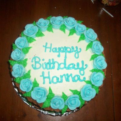 Blue Roses And Basketweave Cake