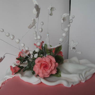 Closer View Of Flowers On Birthday Cake