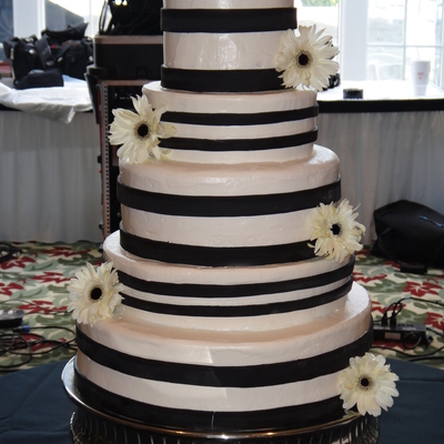 Black And White Horizontal Striped Wedding Cake