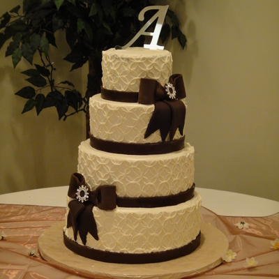 Ivory And Chocolate Brown Wedding Cake