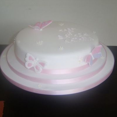 Pink And White Birthday Cake