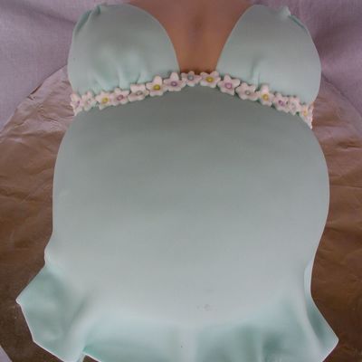 Pregnant Belly With Blue Dress