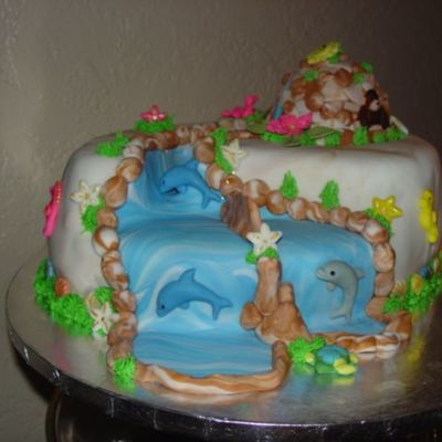 Oceanic Waterfall Cake