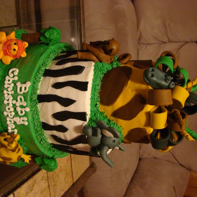 Jungle/safari Tiered Baby Shower Cake