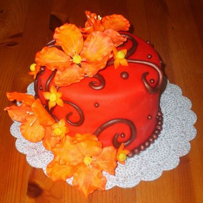 Red And Orange Sample Wedding Cake