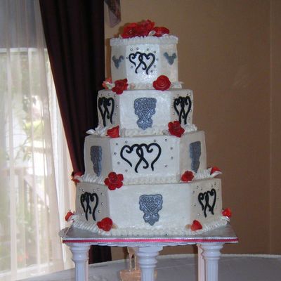 Entwined Hearts Hexagon Cake