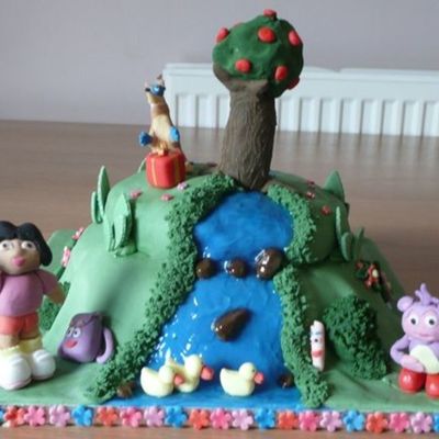 Dora Waterfall Cake