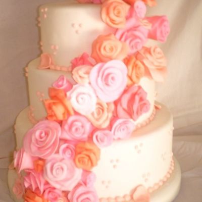 Peach And Pink Wedding Cake