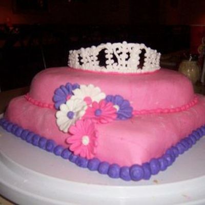Pink Fondant Tiara Cake