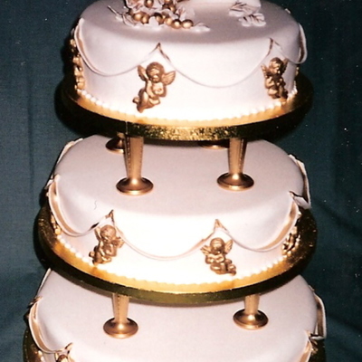 Golden Cherub & Cornucopia Wedding Cake