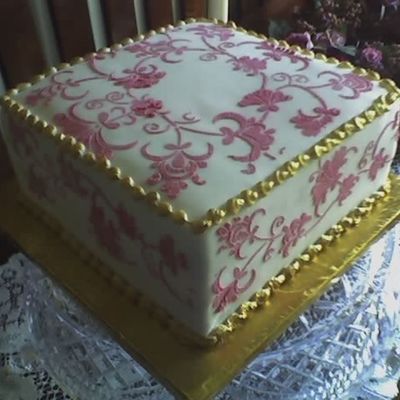 Pink Stencil With Gold Trim