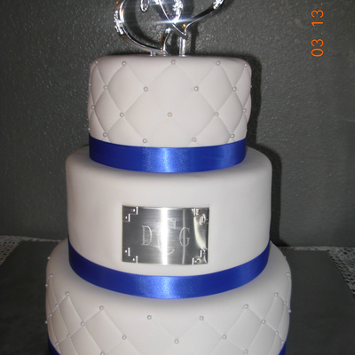 Blue And Silver Wedding Cake
